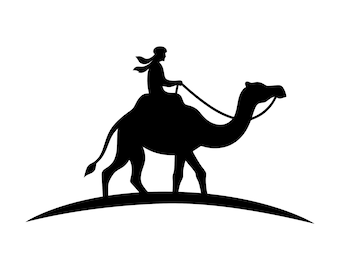 ラクダ乗り SVG - ラクダ乗り砂漠旅行者シルエット クリップ アート