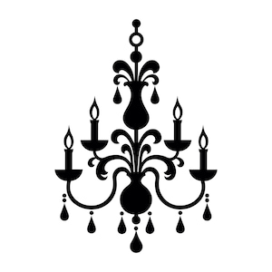 Chandelier SVG - Mansion Ceiling Fixture Hanging Light Silhouette Clip Art Cut File, Instant Download, Commercial Use,  svg png jpg eps pdf