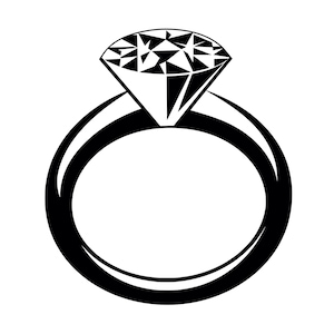 ダイヤモンド リング SVG - ジュエリー ウェディング エンゲージリング ダイヤモンド シルエット クリップ アート カット ファイル、即時ダウンロード、商用利用、png jpg eps pdf