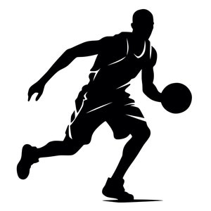 Joueur de basket-ball SVG - athlète sport Silhouette imprimable Clipart coupe fichier, téléchargement immédiat, usage commercial, svg jpg png eps pdf