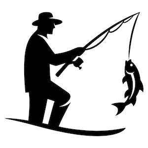 Pescador SVG - Silueta de hombre con caña de pescar pescando, archivo recortado, descarga instantánea, uso comercial, SVG, PNG, JPG, EPS, PDF