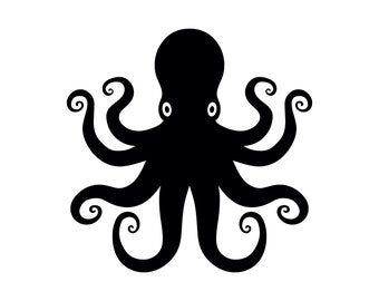 Octopus SVG - Marine Animal Sea Creatures Silhouette Clipart Cut File, Instant Download, Commercial Use, svg jpg png eps pdf
