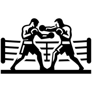 Boxeadores SVG - Silueta de luchadores de kickboxing en el ring de boxeo, archivo de corte, descarga instantánea, uso comercial, SVG, PNG, JPG, EPS, PDF