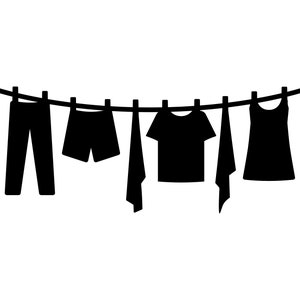 Clothesline SVG - Laundry Washing Line Drying Clothes Silhouette Clip Art Cut File, Instant Download, Commercial Use, svg png jpg eps pdf