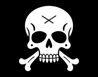 Skull and Crossbones SVG - Jolly Roger Pirate Skull Silhouette