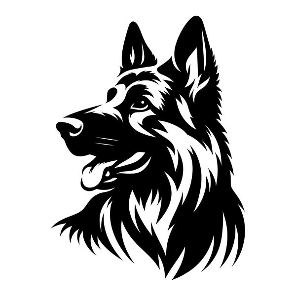 German Shepherd Dog SVG - Family Pet Canine Guard Dog Silhouette Clip Art Cut File, Instant Download, Commercial Use, svg png jpg eps pdf