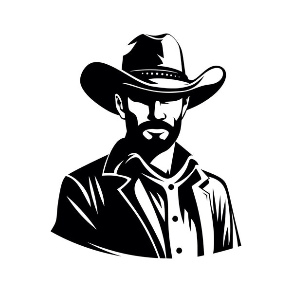 Cowboy SVG - Cattleman Rancher Wild West Gunslinger Outlaw Silhouette Clipart Cut File, Instant Download, Commercial Use svg jpg png eps pdf