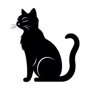Gato negro SVG - Gato doméstico, felino, animal de compañía, mascota, clip art imprimible, archivo de corte, descarga instantánea, uso comercial, SVG, PNG, JPG, EPS, PDF