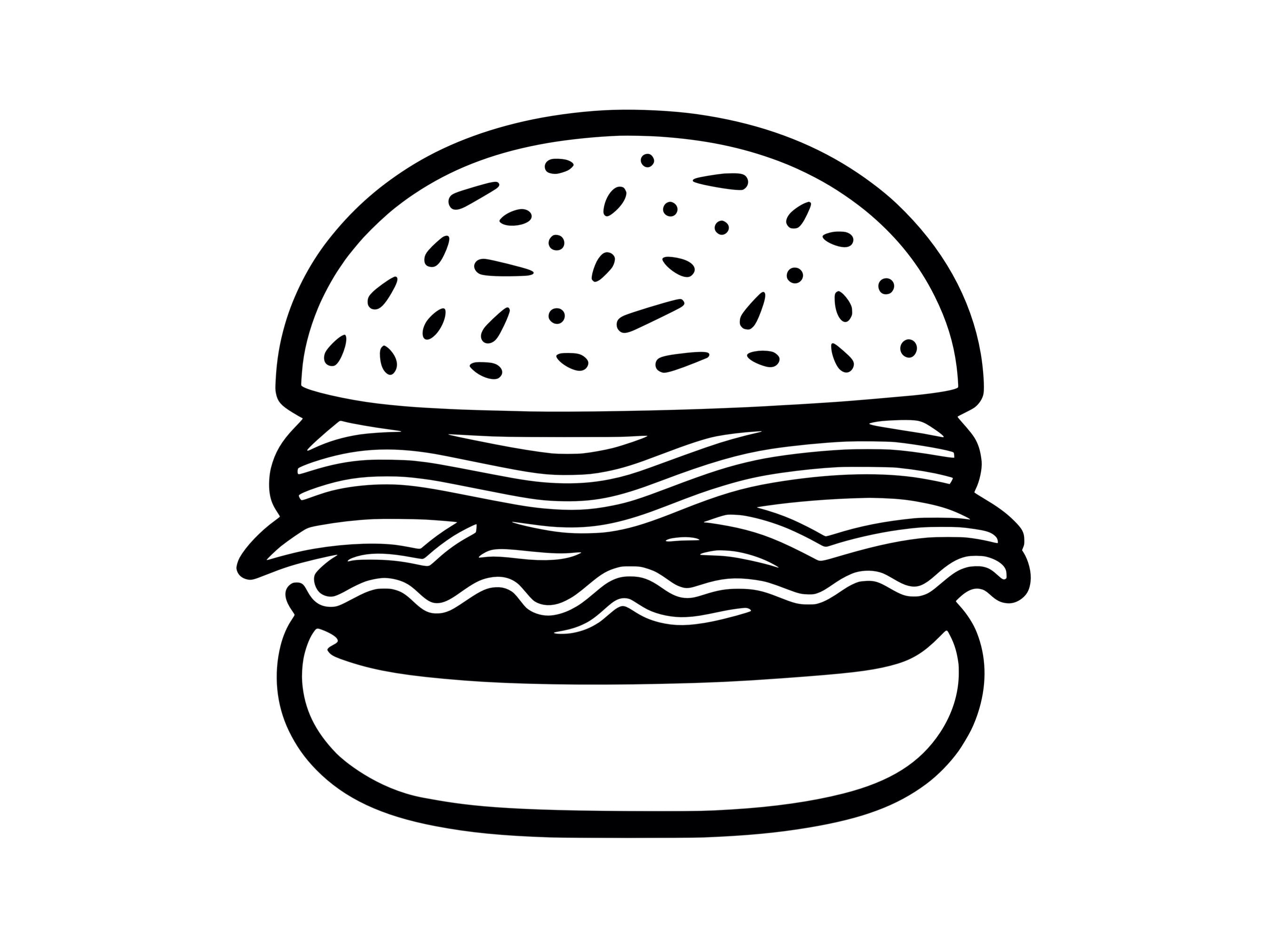 Burger SVG - Hamburger Sandwich Fast Food Cheeseburger Junk Food Printable Clip Art Cut File, Instant Download, Commercial Use