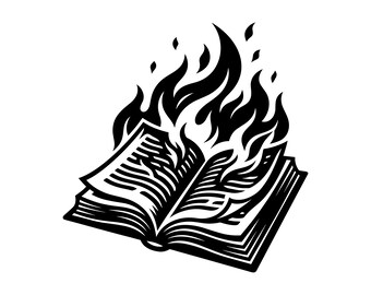 Burning Book SVG - Fire Reading Bibliophile Bookworm Dark Academia Passion Printable Cut File, Instant Download, Commercial Use