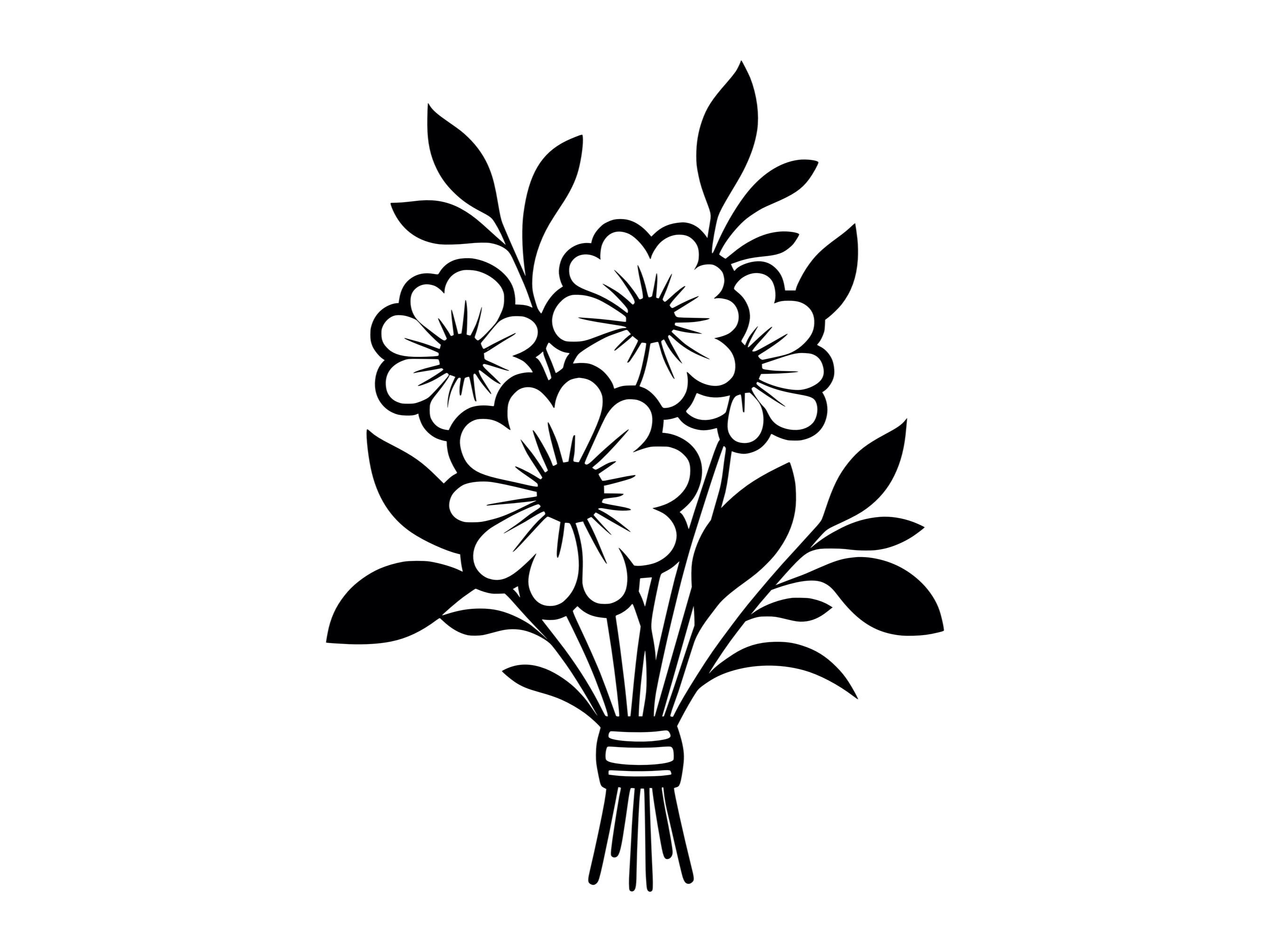 Flower Bouquet SVG Floral Arrangement Bunch of Flowers Printable Clip