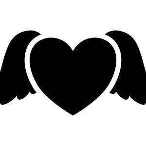 Heart Wings SVG, flying heart silhouette, love heart clipart, heart wings cut file, valentines heart PNG, angel wings heart decal