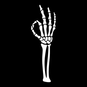 Mão de esqueleto SVG "OK", Silhueta de mão de esqueleto, Clipart de sinal de mão "OK", Arquivo de corte de mão de esqueleto, Sinal de mão "OK", Imprimível, Uso comercial