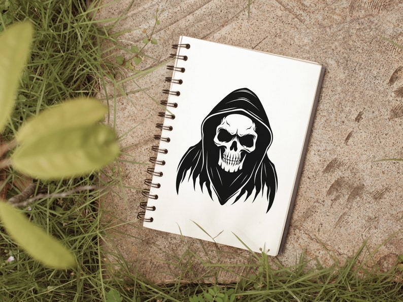 Grim Reaper SVG Halloween Skeleton Angel of Death Gothic Skull Printable Clip Art Cut File, Instant Download, Commercial Use image 4