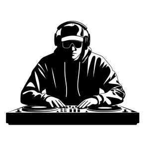 DJ SVG - Disc Jockey platine table de mixage fête musique radio hôte Silhouette Clipart coupe fichier, téléchargement immédiat, publicité, svg jpg png eps pdf