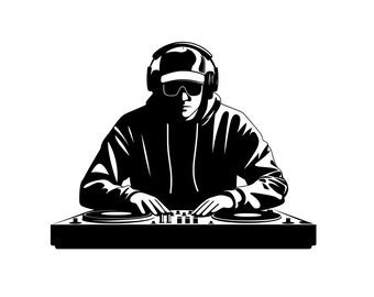 DJ SVG - Disc Jockey Turntable Mixer Party Music Radio Host Silhouette Clipart Cut File, Instant Download, Commercial, svg jpg png eps pdf