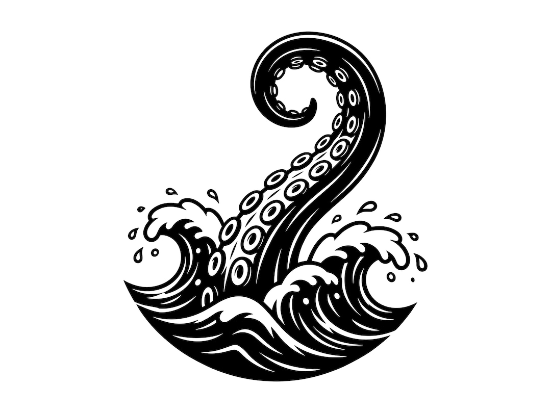 Octopus Tentacle SVG - Kraken Sea Monster Ocean Waves Nautical Beach ...