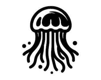 Jelly Fish SVG - Ocean Sea Creature Aquatic Marine Life Silhouette Clip Art Cut File, Instant Download, Commercial Use, svg png jpg eps pdf