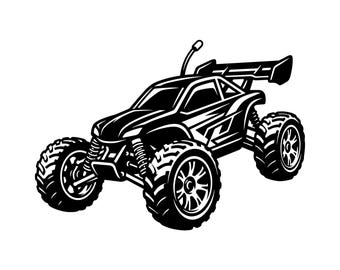 Arquivo SVG para carro RC - Buggy off-road de controle remoto, Monster Truck, brinquedo de corrida, hobby, imprimível, download instantâneo, uso comercial.