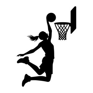 Basketball Slam Dunk SVG - Frau Basketball Spielerin Sport Silhouette Clip Art geschnitten Datei, Sofort Download, kommerzielle Nutzung, png jpg eps pdf