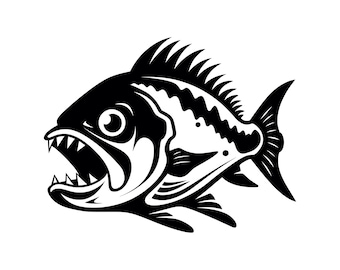 Piranha Fish SVG - Predatory River Fish Animal Printable Clip Art Cut File, Instant Download, Commercial Use, svg png jpg eps pdf
