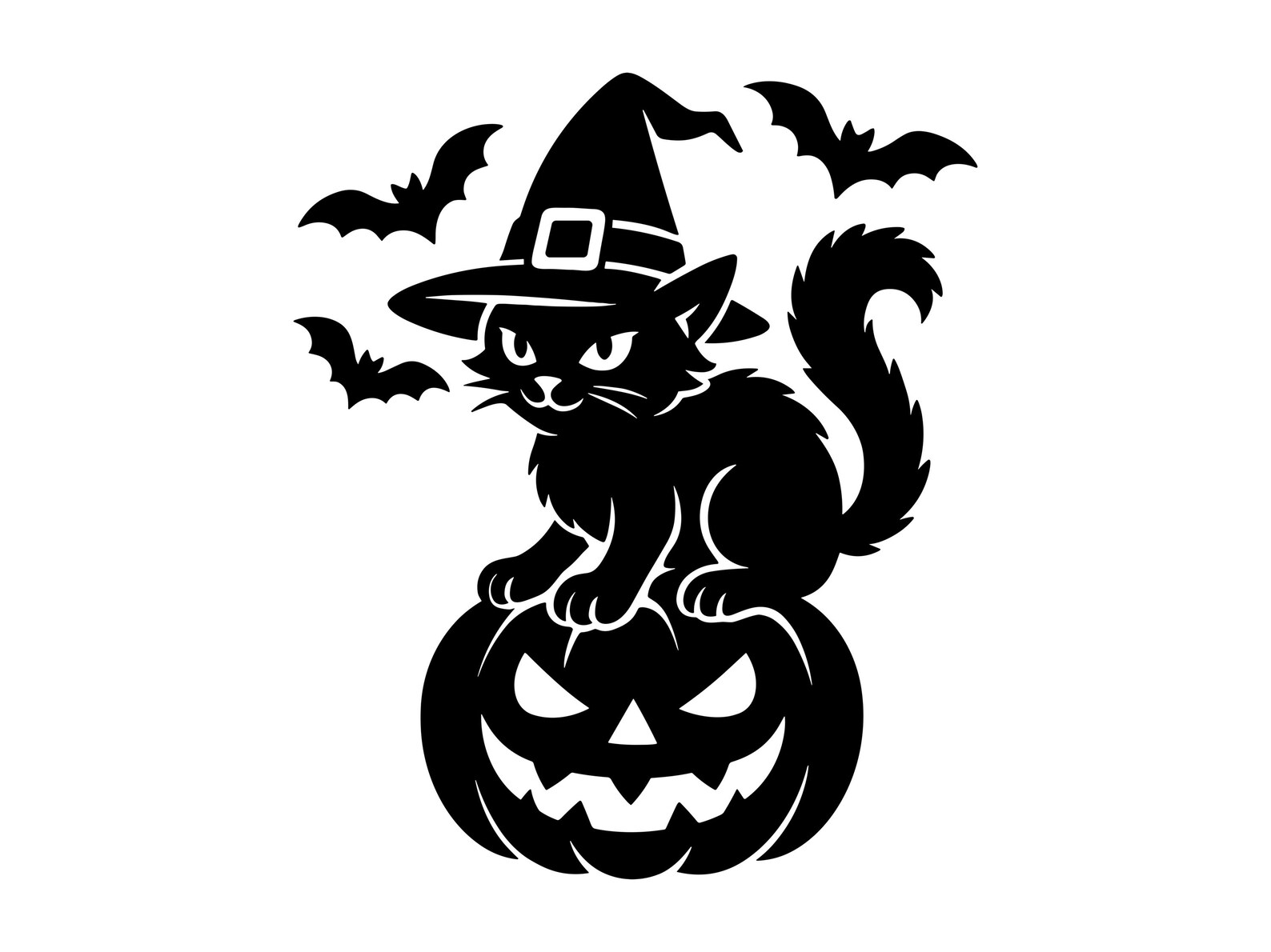 Witch Cat SVG - Halloween Cat Pumpkin Bat Spooky Night Fall Decor ...