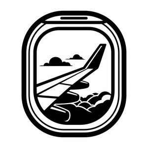 Janela de avião SVG - Vista da janela do avião de viagem aérea, arquivo de corte de clip art para impressão, download instantâneo, uso comercial, png jpg eps pdf