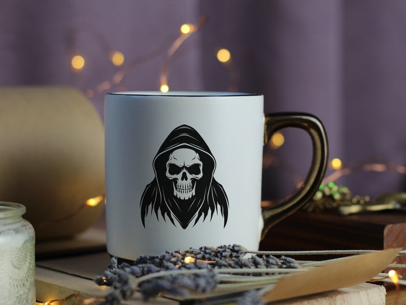 Grim Reaper SVG Halloween Skeleton Angel of Death Gothic Skull Printable Clip Art Cut File, Instant Download, Commercial Use image 2