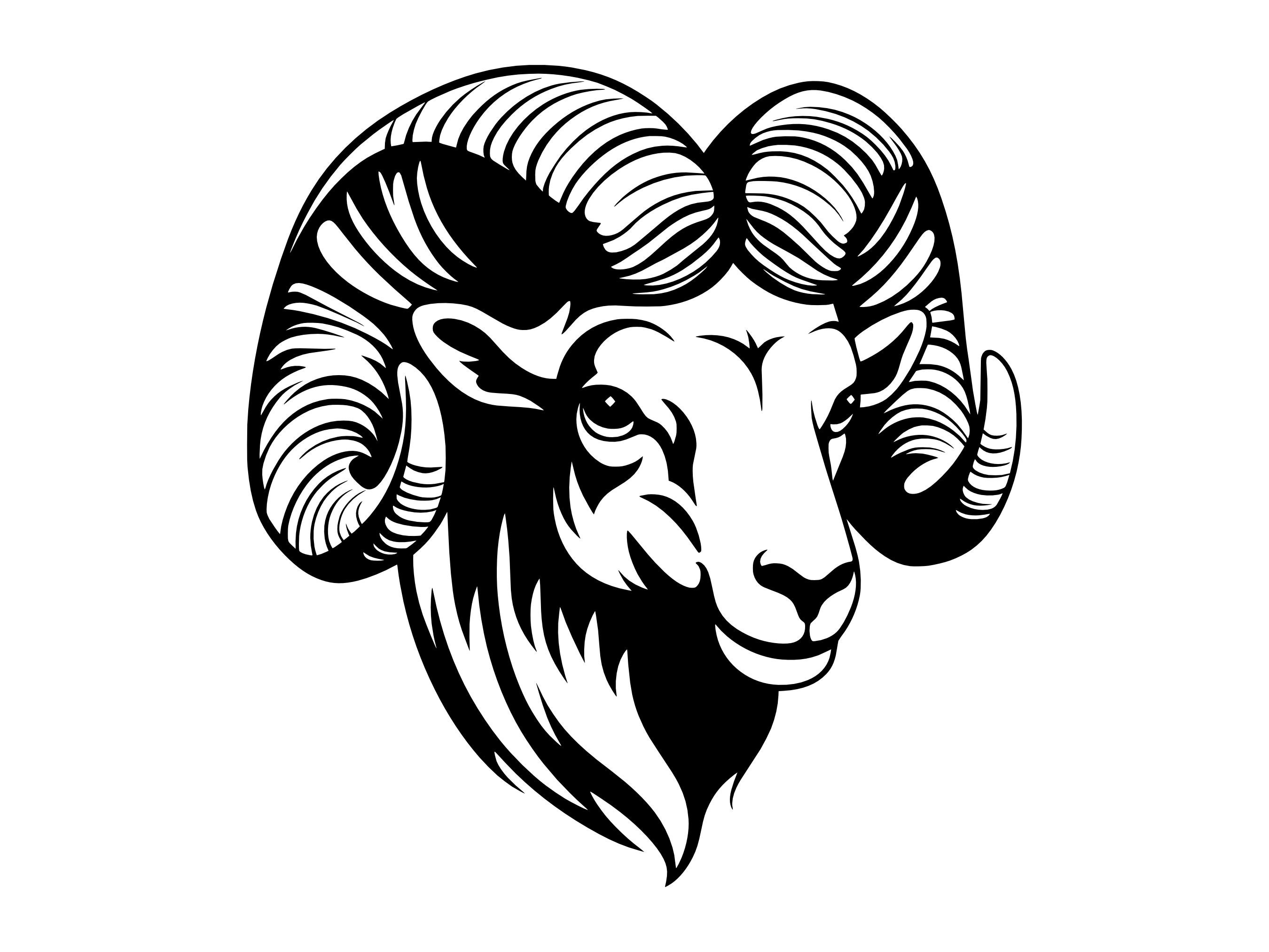 Ram SVG - Male Sheep Farm Animal Ram Head Printable Clip Art Cut