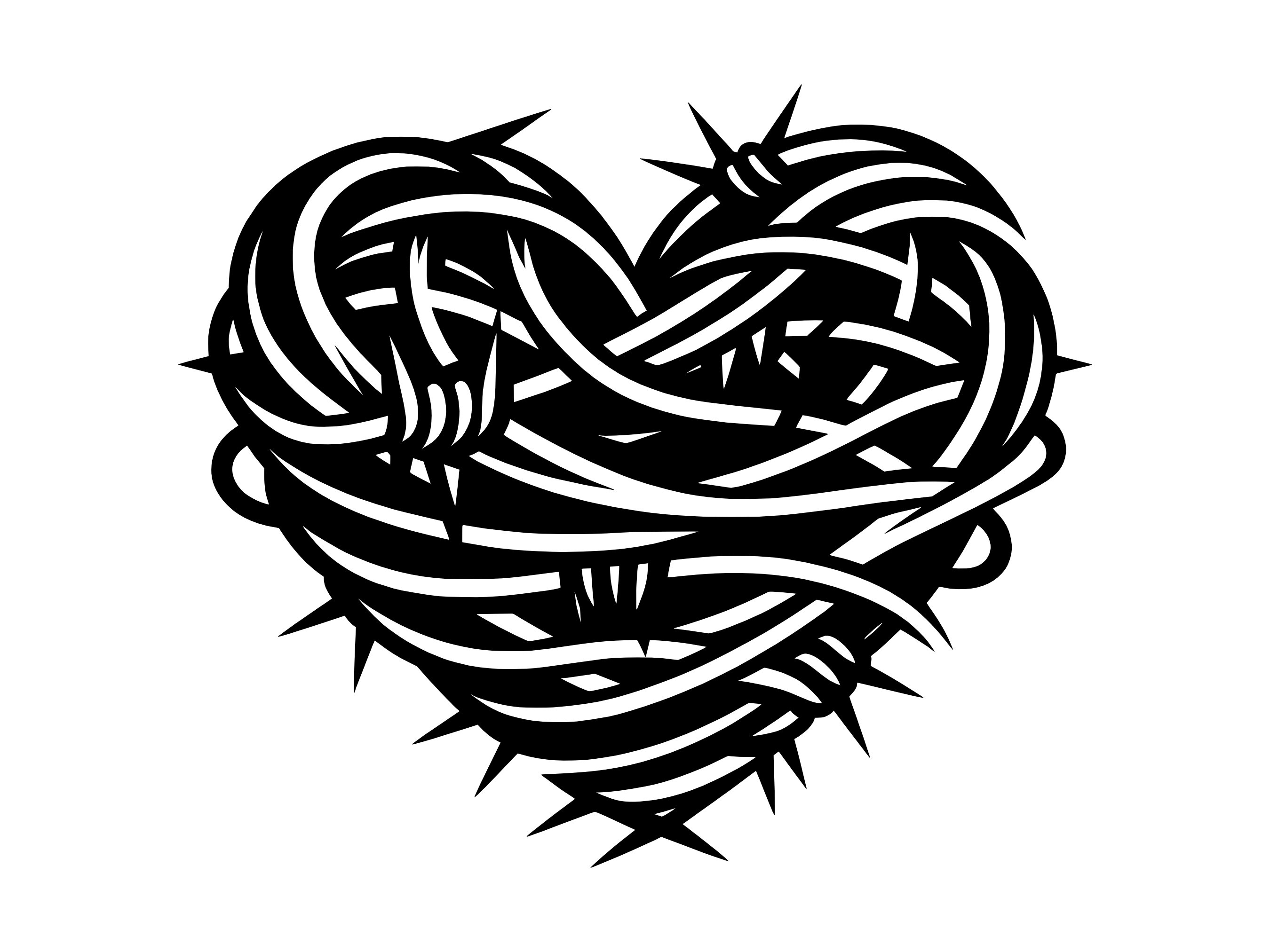 Barbed Wire Heart SVG - Gothic Punk Barbed Love Heart Printable