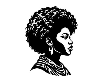 Afro Woman SVG - Black Queen Melanin Natural Hair African Empowerment Printable Cut File, Instant Download, Commercial Use