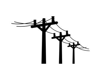 Power Lines SVG - Electricity Wires Utility Poles Energy Printable Clip Art Cut File, Instant Download, Commercial Use, svg png jpg eps pdf
