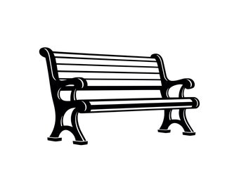 Park Bench SVG - Wooden Bench Outdoor Garden Seat Printable Clip Art Cut File, Instant Download, Commercial Use, svg jpg png eps pdf