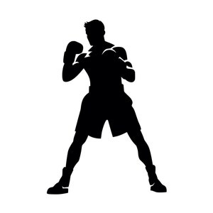 Boxeador SVG - Boxeador en jaula, silueta de kickboxer, archivo de corte, descarga instantánea, uso comercial, SVG, JPG, PNG, EPS, PDF
