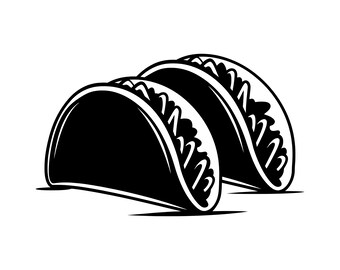 Tacos SVG - Silueta de taco de comida mexicana, archivo de corte, descarga instantánea, uso comercial, SVG, PNG, JPG, EPS, PDF
