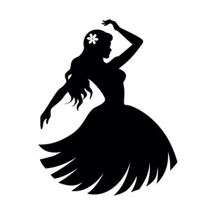 Hula Dancer SVG - Hawaiian Hula Girl Silhouette Clipart Cut File, Instant Download, Commercial Use, svg jpg png eps pdf