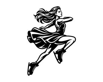 Ice Skater SVG - Winter Sports Figure Skating Ice Dance Girl Athlete Acrobatics Printable Cut File, Instant Download, Commercial Use