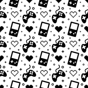 Gamingpatroon - retro videogame jaren 90 gamecontroller naadloze digitale papier SVG afdrukbare achtergrond, direct downloaden, commercieel gebruik