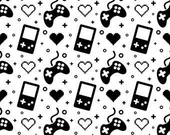 Gaming Pattern - Retro Video Game 90s Game Controller Seamless Digital Paper SVG Printable Background, Instant Download, Commercial Use