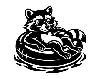 Summer Raccoon SVG - Pool Float Lake Life Beach Vibes Cute Animal River Tubing Printable Cut File, Instant Download, Commercial Use