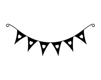 Hearts Banner SVG - Bunting Heart Banner Party Decoration Printable Clip Art Cut File, Instant Download, Commercial Use, svg png jpg eps pdf