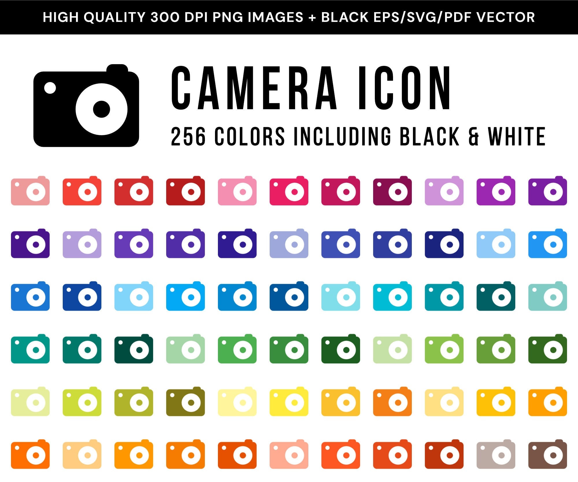 256 Camera Icons Clip Art Multi Colored Photo Camera Vector Etsy