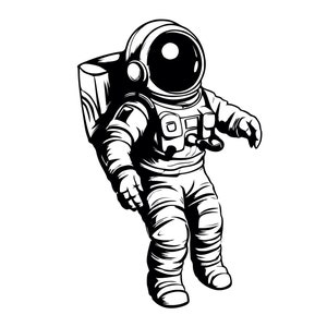 SVG di astronauta, silhouette di astronauta, clipart di astronauta, file di taglio di astronauta, contorno di astronauta, opera d'arte di astronauta, stampabile, uso commerciale