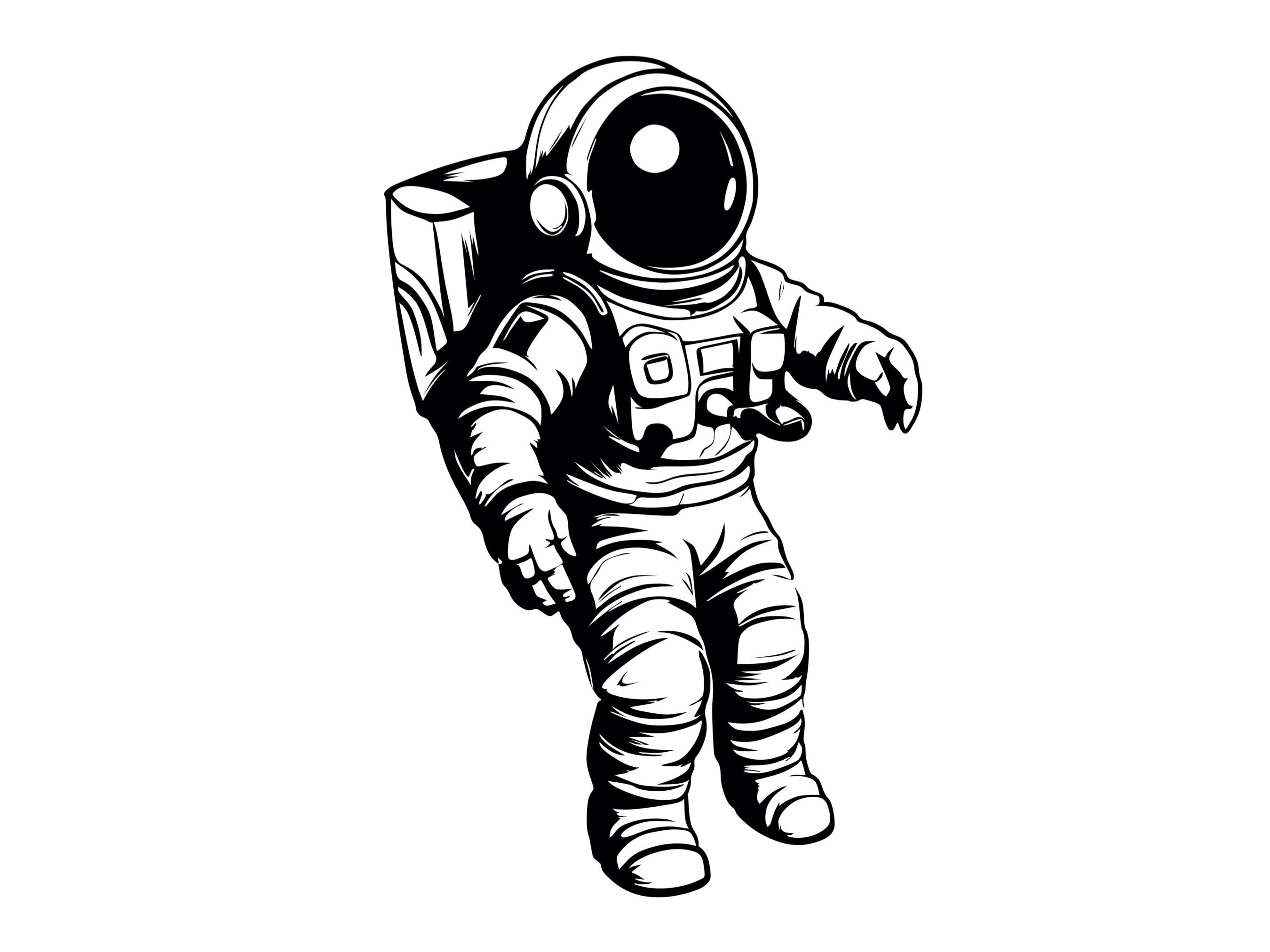 Science Outline Clipart-astronaut in space suit black outline printable  clip art 7