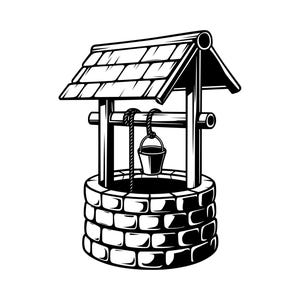 Waterput SVG - Wishing Well rustieke stenen put emmer goed afdrukbare Clip Art Cut-bestand, Instant Download, commercieel gebruik, png jpg eps pdf
