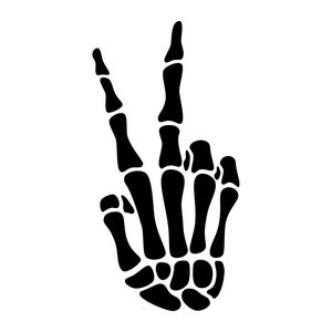 Squelette à la main signe de la paix SVG - imprimable Silhouette Clipart couper fichier, téléchargement immédiat, usage commercial, svg, jpg png eps pdf