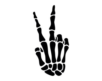 Skeleton Hand Peace Sign SVG - Printable Silhouette Clipart Cut File, Instant Download, Commercial Use, svg, jpg png eps pdf