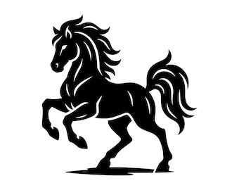 Horse Silhouette SVG - Farm Animal Wild Mustang Western Cowboy Equestrian Art Printable Cut File, Instant Download, Commercial Use
