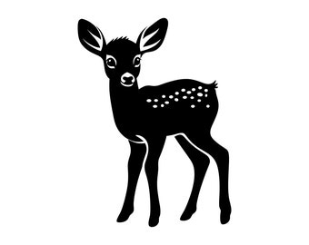 Baby Deer SVG - Fawn Deer Calf Cute Animals Silhouette Clip Art Cut File, Instant Download, Commercial Use, svg png jpg eps pdf
