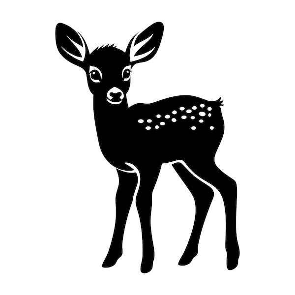 Baby Deer SVG - Fawn Deer Calf Cute Animals Silhouette Clip Art Cut File, Instant Download, Commercial Use, svg png jpg eps pdf